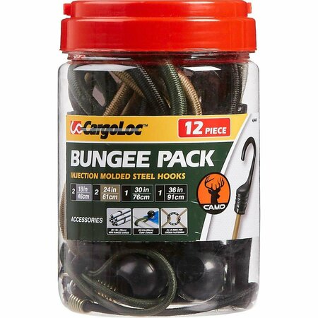 GOURMETGALLEY Injection Molded Bungee Cords with Steel Hooks, Camo - 12 Piece GO3309989
